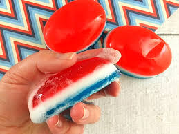 red white and blue homemade soap