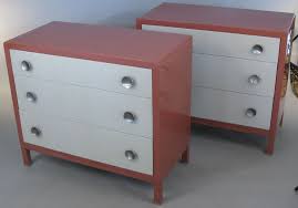 Pair Of Enameled Metal 3 Drawer Dressers 1930 S 40 S Simmons Furniture Designer Norman Bel Geddes Simmons Furniture Modernist Furniture Deco Furniture
