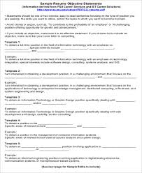 Free 9 Sample Resume Objective Statement Templates In Pdf Ms Word