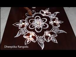 Beautiful Diya Rangoli Designs For Diwali Festival Special Muggulu With 9 Dots Youtube Free Hand Rangoli Design Simple Flower Design Rangoli Designs