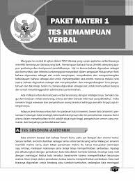 Jan 15, 2021 · 🖊 subtes verbal terdiri dari: Paket Materi 1 Tes Kemampuan Verbal