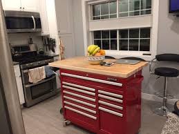 From Another Angle The Metal Tool Chest With The Butcher Block Island There Is Another Board That Fits In On This Trendy Kitchen Kitchen Design New Kitchen