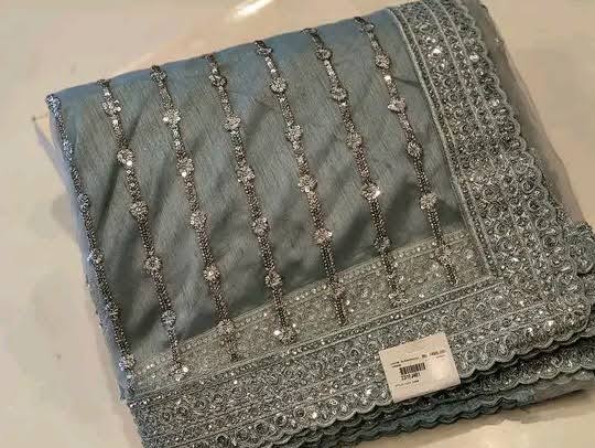 Embroidery on net fabric product image