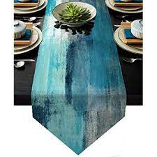 Aqua blue, grayish tan & white, our table runners are available in a. Buy Ailuer Turquoise And Grey Table Runner Teal Abstract Modern Art Burlap Table Runners For Table Dresser Runner Farmhouse Style For Dinner Party Holidays Home Decoration Online In Poland B08yjz3vv8