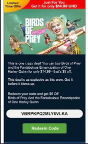 Due to technical issues, several links on the website are. 5 Off Birds Of Prey Vudu
