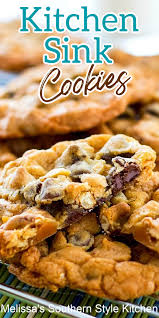 Stir in semisweet and milk chocolate chips, pretzels and toffee bits. Kitchen Sink Cookies Melissassouthernstylekitchen Com