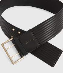 25mm belt with cherry classic leather. Allsaints Willow Wide Leather Belt In Black Gold Black Lyst