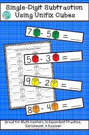 Single Digit Subtraction Using Colorful Cubes Subtraction Basic Subtraction Unifix Cubes