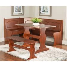 Side bench, table and long and short benches with a wedge. Chelsea Nook Dining Table Set Walnut Linon Target