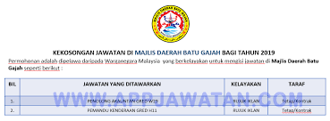 It is the capital of kinta district. Jawatan Kosong Terkini Di Majlis Daerah Batu Gajah Appjawatan Malaysia