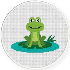 happy frog cross stitch pattern