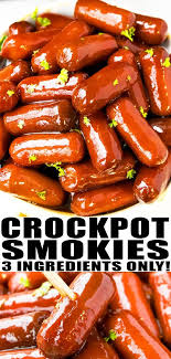 Crockpot Little Smokies Recipe Quick Easy Made With 3 Simple Ingredients These Cocktail Sausages Little Smokies Recipes Smokies Recipe Crockpot Appetizers