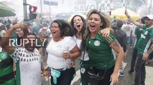 Palmeiras fans celebrate making copa libertadores final. Brazil Fans Jubilant As Palmeiras Win Championship Youtube