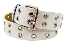 Black Belt With 2 Holes Punk Rock Double Grommet Holes White Leather Belt 2 Row Studded Leather Belt Back To School Grunge Fashion Belts Studded Leather Belt Fashion Belts