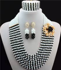 Black And White Jewelry Sets Nigerian Wedding African Beads Jewelry Set Black White Mix Color Costume Crystal Beads Necklace Jewelr With Images Crystal Bead Jewelry African Beads Crystal Bead Necklace