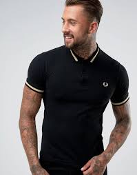 Black And Gold Fred Perry Polo Shirt Pin On Gold Feathers Photoshoot
