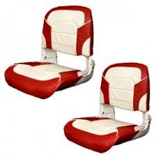 Classic Red Off White Deluxe All Weather Boat Folding Fishing Seats Chairs Pair Folding Seat Seating Boat Seats
