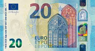 Banconota da 20 euro: È di colore azzurro.
È ancora più grande . Con 20 euro puoi comprare tante cose.