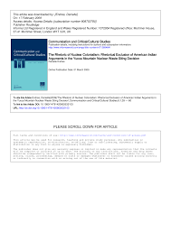 Pdf The Rhetoric Of Nuclear Colonialism Rhetorical Exclusion Of American Indian Arguments In The Yucca Mountain Nuclear Waste Siting Decision