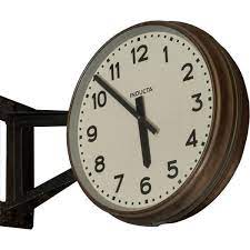 Double Sided Industrial Clock From A Railway Station 1stdibs Found On Polyvore Industrial Clocks Clock Farmhouse Clocks