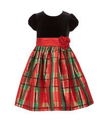 Bonnie Jean Little Girls 2t 6x Velvet Plaid Taffeta Fit And Flare Dress Dillards