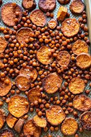 Kale Caesar Salad With Sweet Potatoes And Crispy Chickpeas Recipe In 2020 Salad With Sweet Potato Crispy Chickpeas Kale Caesar Salad