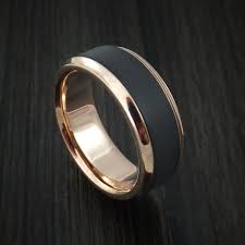 Black And Gold Carbon Fiber 14k Rose Gold With Carbon Fiber Custom Made Band Mens Wedding Rings Unique Diamond Rings Blue Topaz Ring