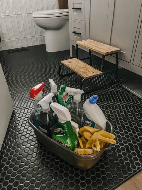 Bathroom cleaned and sanitized.