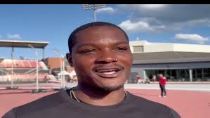 Omar McLeod in 4x100m at John McDonnell Invitational