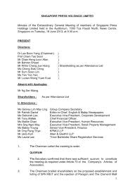 Singapore press holdings limited (sph) is asia's leading media organisation. Sphagm Minutes Singapore Press Holdings