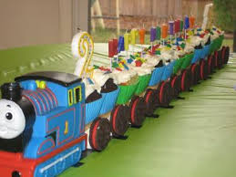 Themed Thomas The Train Birthday Party Ideas For Toddlers A Britt Without Boys Cupcake Train Thomas Birthday Parties Trains Birthday Party Thomas Train Cake