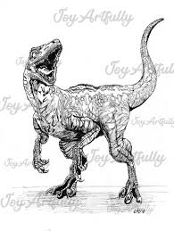 Große auswahl an jurassic world velociraptor blue. Blue Velociraptor Jurassic World Pen And Ink Drawing Etsy