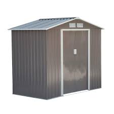 Complete with a fixed window for daylight access and the keter manor 6x4 pent shed is made from a durable plastic with an attractive wood texture. Outsunny Lockable Garden Shed Large Patio Roofed Tool Metal Storage Building Foundation Sheds Box Outdoor Furniture 7ft X 4ft Grey Buy Online In Bermuda At Bermuda Desertcart Com Productid 171556207