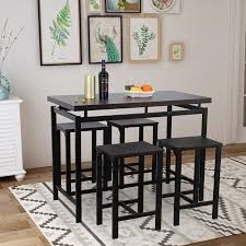 Euroco 5 Piece Dining Set Wood And Metal Pub Table With 4 Bar Stools Espresso Walmart Com In 2020 Counter Height Dining Table Set Dinning Room Furniture Dining Table Setting