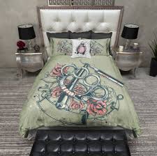 Twin size bed=96*190cm full size bed=137*192cm queen size bed=152. Knuckles And Blade Punk Cream Bedding Collection Ink And Rags
