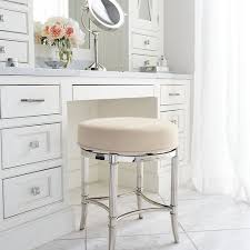 The mirror is simply placed on the white marble countertop which is enough to beautify this vanity's overall look. Jrl Interiors What Height Stool Do I Buy