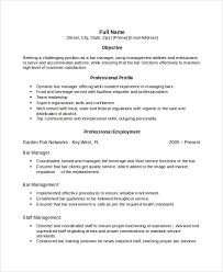 bartender resume template 6+ free