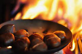 As they cook, the chestnuts will release their own oil. How To Roast Chestnuts On An Open Fire Roast Chestnuts Roasted Chestnuts Cooking Chestnuts