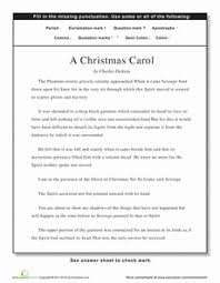 Punctuation A Christmas Carol Worksheet Education Com Christmas Carol Punctuation Worksheets Middle School Grammar