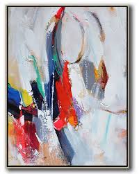 Discover unique wall art for your home or office. Large Abstract Painting On Canvas Vertical Palette Knife Contemporary Art Modern Abstract Wall Art Red White