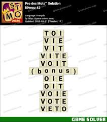 N'oubliez pas d'aller voir les challenges quotidiens de pro des mots.il y a de nouveaux puzzles chaque jour. Pro Des Mots Niveau 42 Solution Game Solver