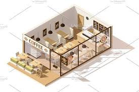 Vector Isometric Low Poly Coffee Shop Coffee Shops Interior Cafe Shop Design Coffee Shop Interior Design