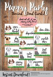 Puppy Themed Birthday Party Food Cards Dog Themed Birthday Etsy In 2020 Dog Themed Birthday Party Dog Birthday Party Puppy Adoption Birthday Party