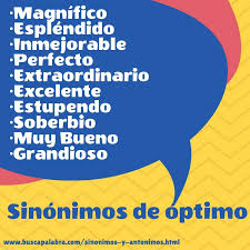 Sinonimos De Optimo Magnifico Esplendido Inmejorable Perfecto Extraordinario Excelente Estupendo Soberbio Muy Sinonimos Y Antonimos Antonimos Palabras