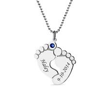 Name And Birthday Baby S Feet Memory Charm Pendant