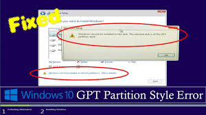 This powerful partition manager can convert both system disk and data disk to gpt or mbr without deleting partitions on the target disk. Solved Windows Cannot Be Installed To This Disk The Selected Disk Is Of The Gpt Partition Style Youtube