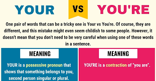Any of these sentences would read the exact same way if you are replaced you're. Your Vs You Re When To Use Your And You Re With Useful Examples 7esl
