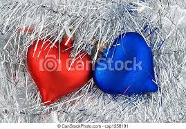 Blue and red heart for love backgrounds file format: Christmas Red And Blue Ornaments Christmas Red And Blue Heart Ornaments On White Background Canstock