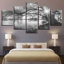 Black And White Tree Over Lake Landscape Canvas The Force Gallery Canvas Art Wall Decor Landscape Wall Art Wall Canvas