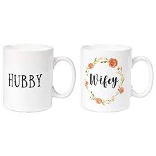 Ceramic Coffee Mug Set 2 Pack Wifey And Hubby Large Stoneware Tea Cup With Floral Design Novelty Gift For Wedding Couples Mugs Mugs Set Coffee Mug Sets